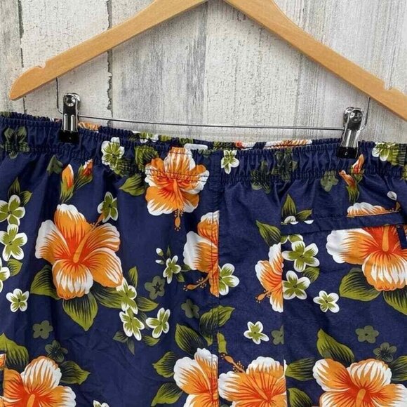 Sand & Sun Swim‎ Trunks Mens 2XL 44-46 Blue Floral Hawaiian Mesh Lined Pockets - Picture 4 of 7